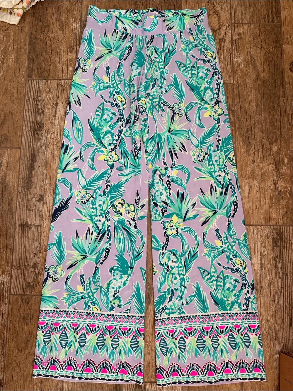 Lilly Pulitzer Bal Harbour Palazzo Pants purple green Women's XS Resortwear